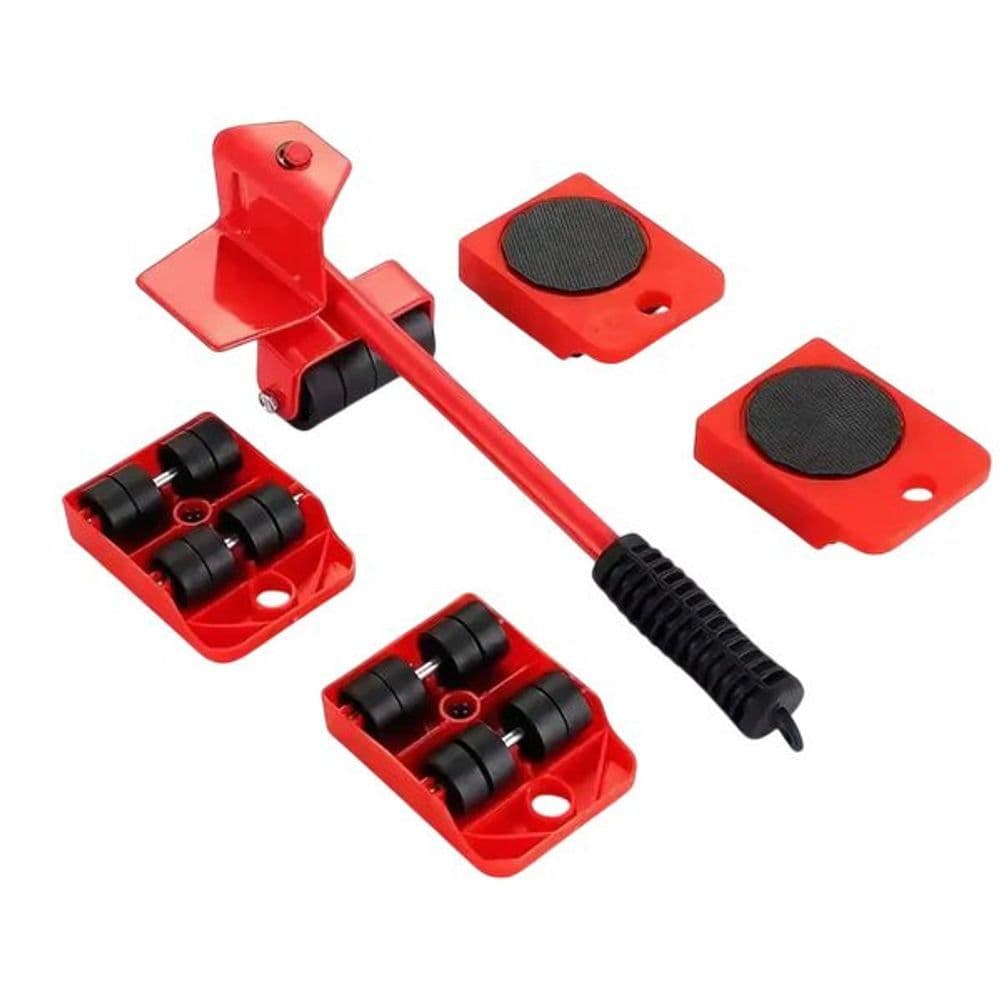 Kit Levantador de Móveis com Rodinhas 5 Peças Vermelho