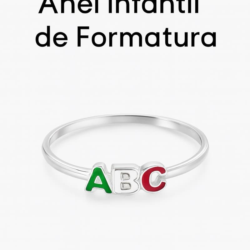 Anel de prata de formatura ABC Prata 925 com resina colorida