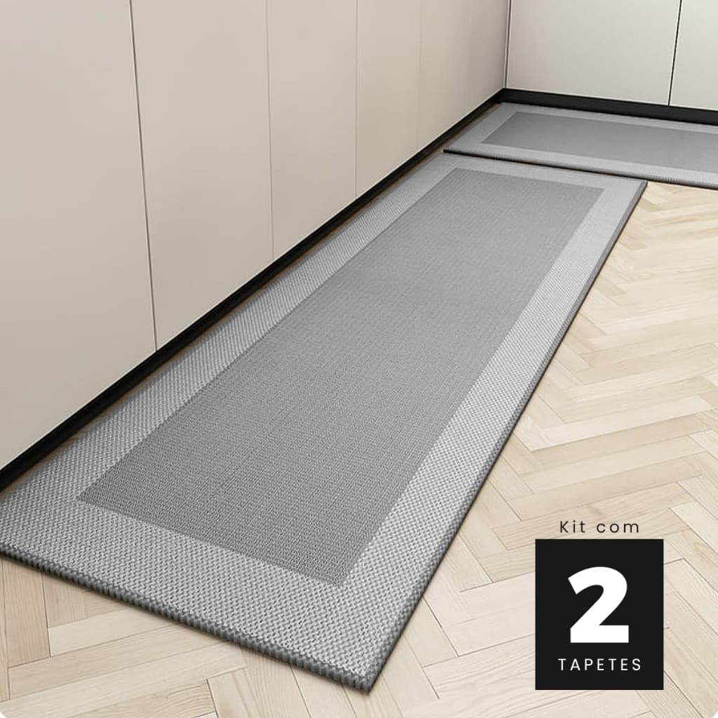 Tapete 50x70 Passadeira 50x180 Grey Emborrachado Kacyumara