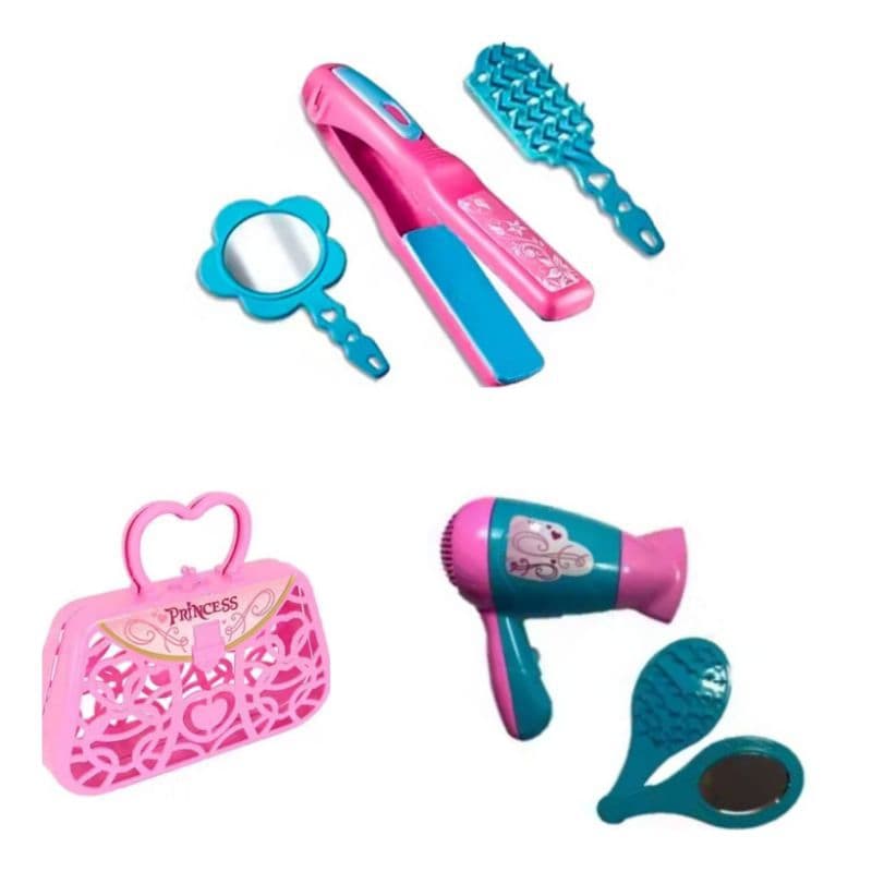 Kit com Brinquedos de Menina Chapinha Secador e Bolsa Infantil Altimar Brinquedo Faz de Conta Rosa