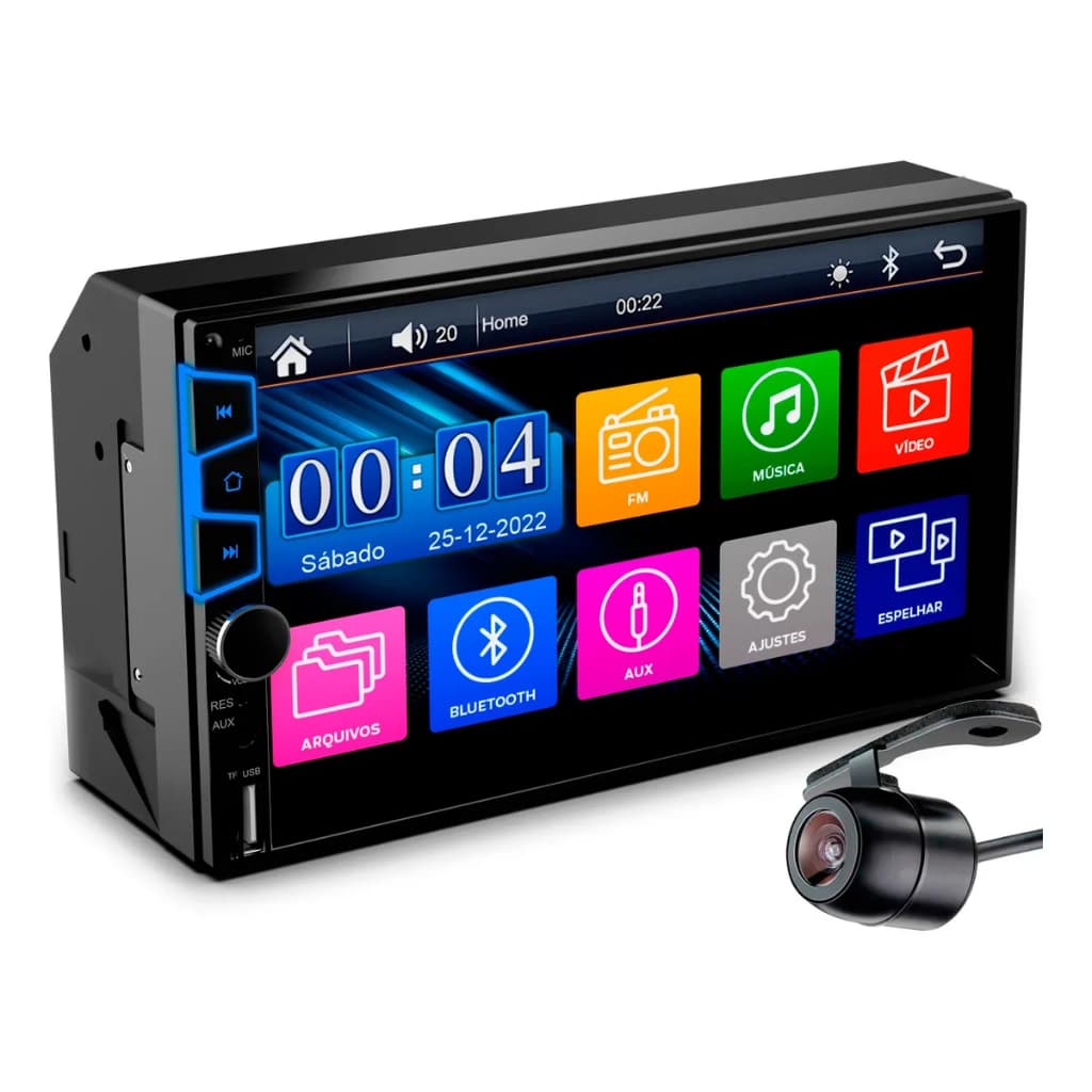 Central Multimídia MP5 7 Polegadas 2dinTouch Screen Bluetooth USB Espelhamento Android/iOS AUX/TF Mirrorlink