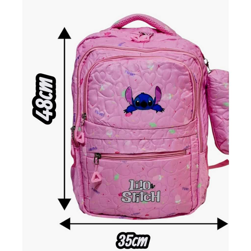 mochila escolar femenina infantil e juvenil stich.