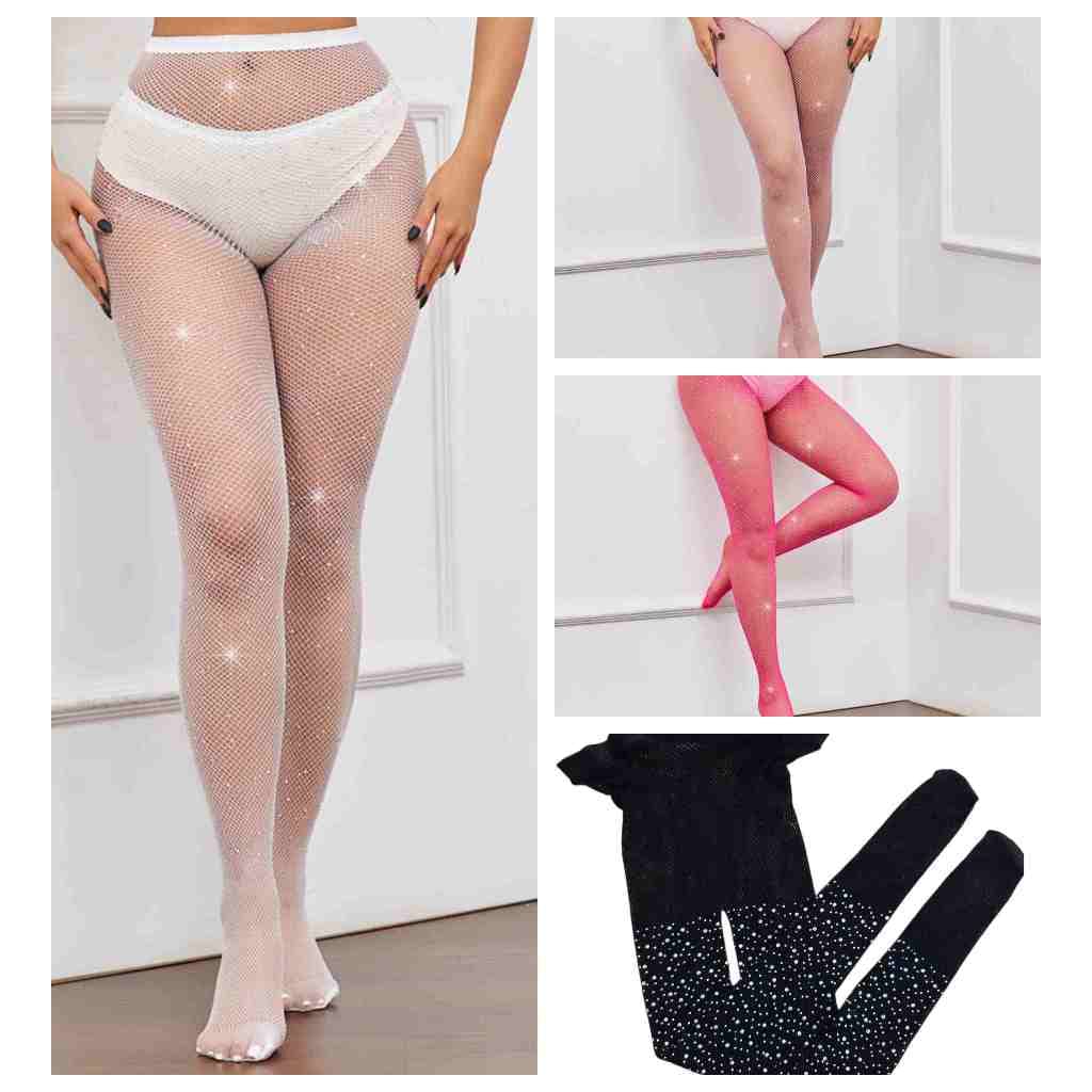 Atacado T Meia Calça Arrastão Com Strass de brilho Femininas Moda de 8501-1