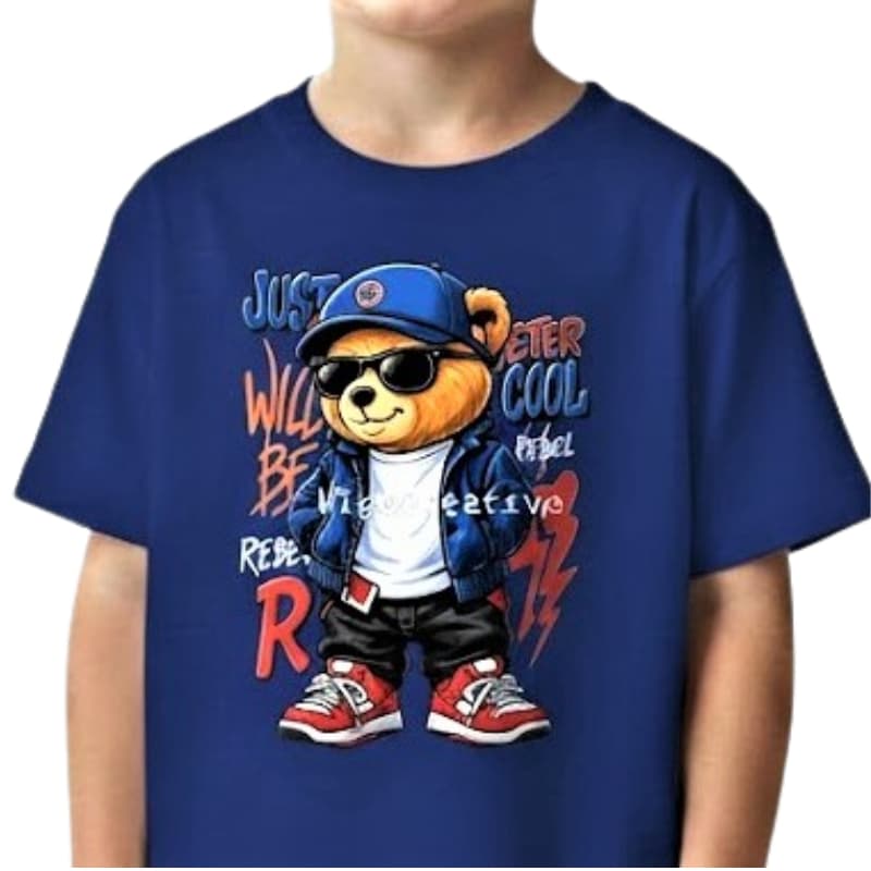 👕 Camiseta Infantil Estampa Urso Cool Streetwear - Just Better Cool Rebel