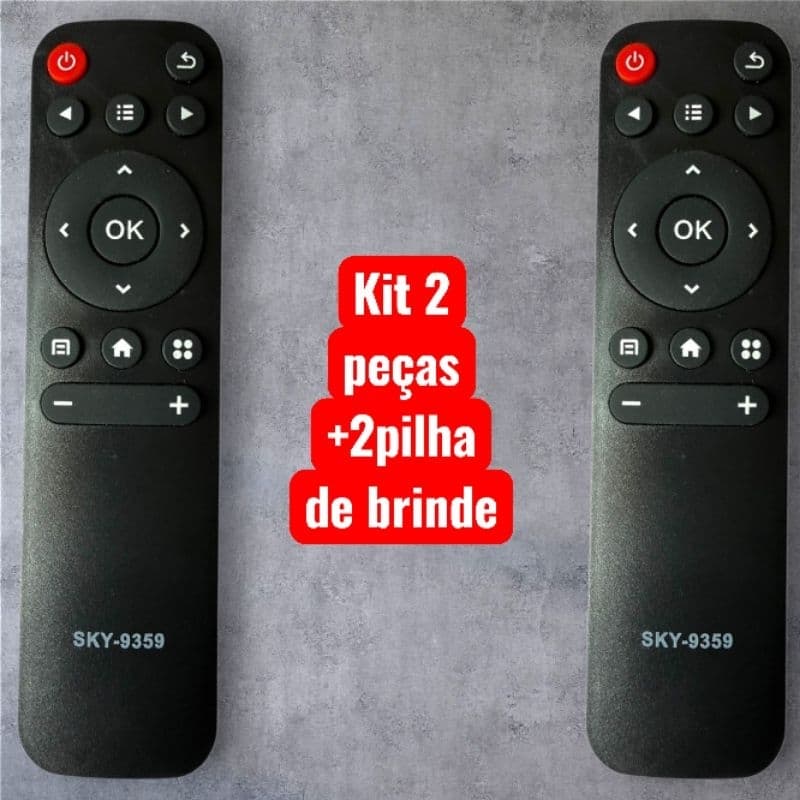 kit com 2 peças Controle Remoto Para Tv Stick 4k Android Infravermelho Preto