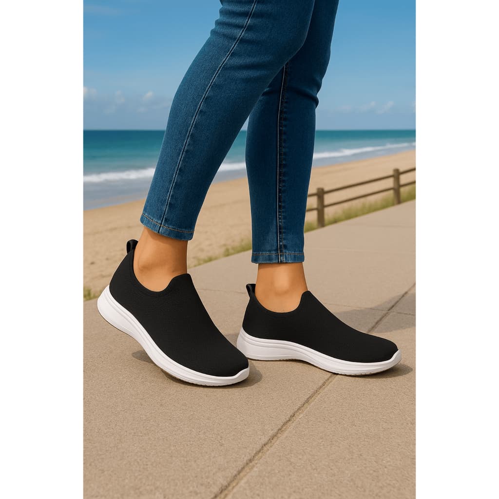 Tênis Meia Feminino Calce Fácil slip on Ortopédico Esportivo Leve e Confortável Casual Academia