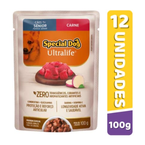 Sachê Special Dog Ultralife Sênior Sabor Carne 100 g - Kit com 12 unidades
