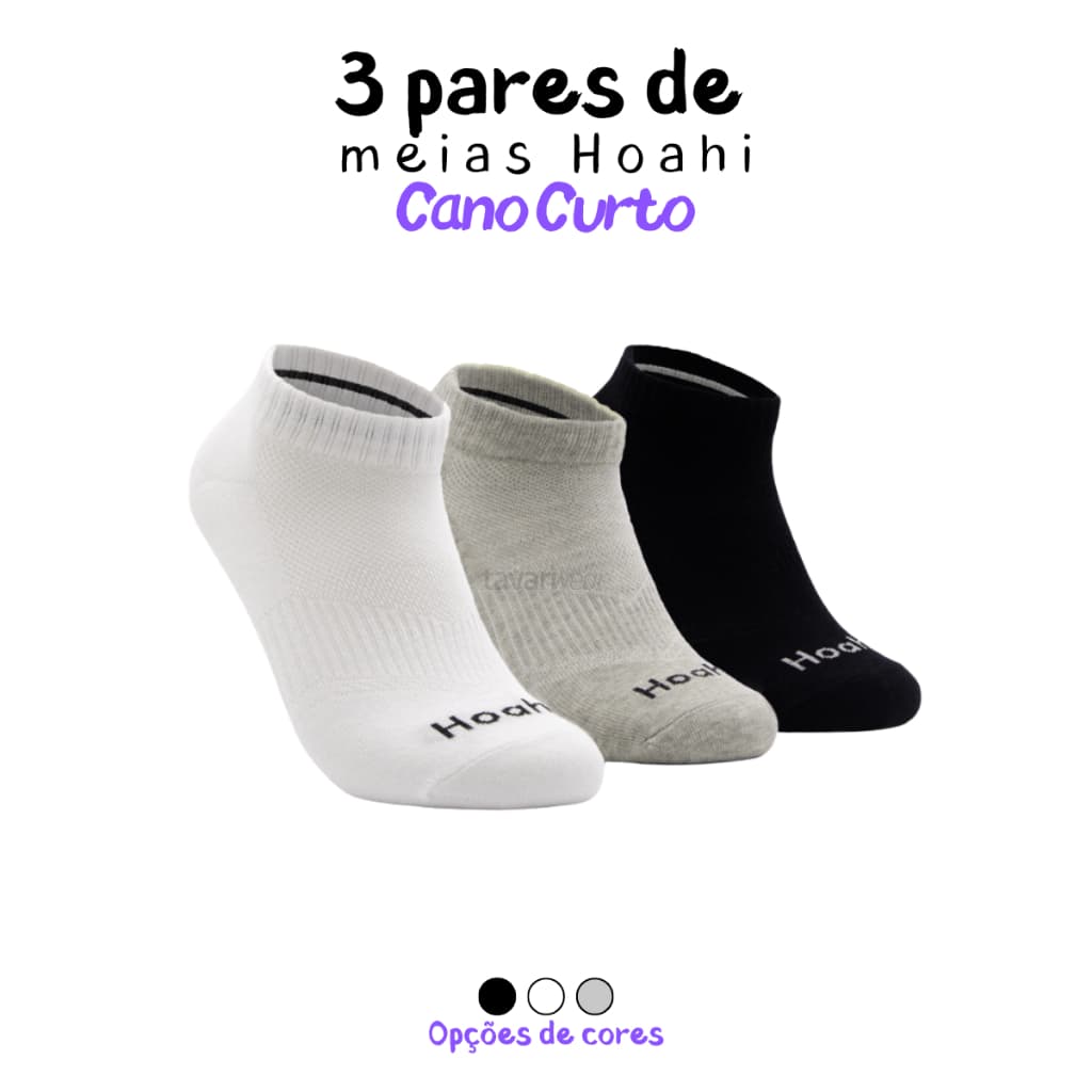 Kit 3 Pares de Meias Cano Curto Atoalhada Hoahi