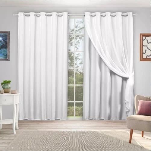 Cortina sala 4,00 largura X 2,60 altura Voil liso com forro de microfibra Quarto Ou Sala - Oferta