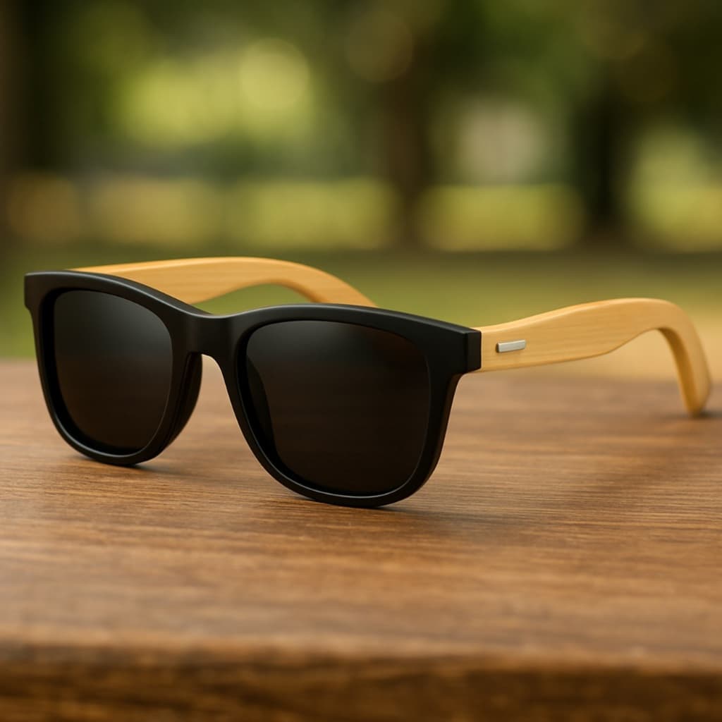 Óculos De Sol Quadrado Madeira Polarizado Proteção UV400 Masculino Feminino + Acessórios