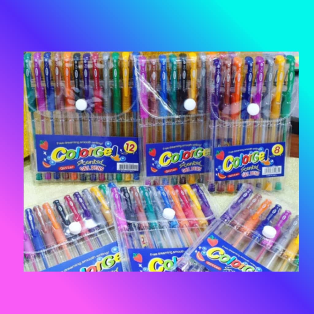 Canetas Gel Cheirinho de Frutas Coloridas Perfumadas Brilhante Glitter Neon