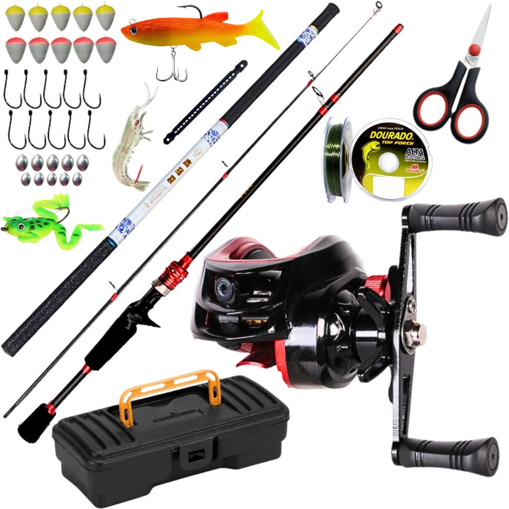 Carretilha de Pesca Anticabeleira  Arrasto 10kg  Manivela Direita Esquerda Vara Carbono Mão 4,50 kit