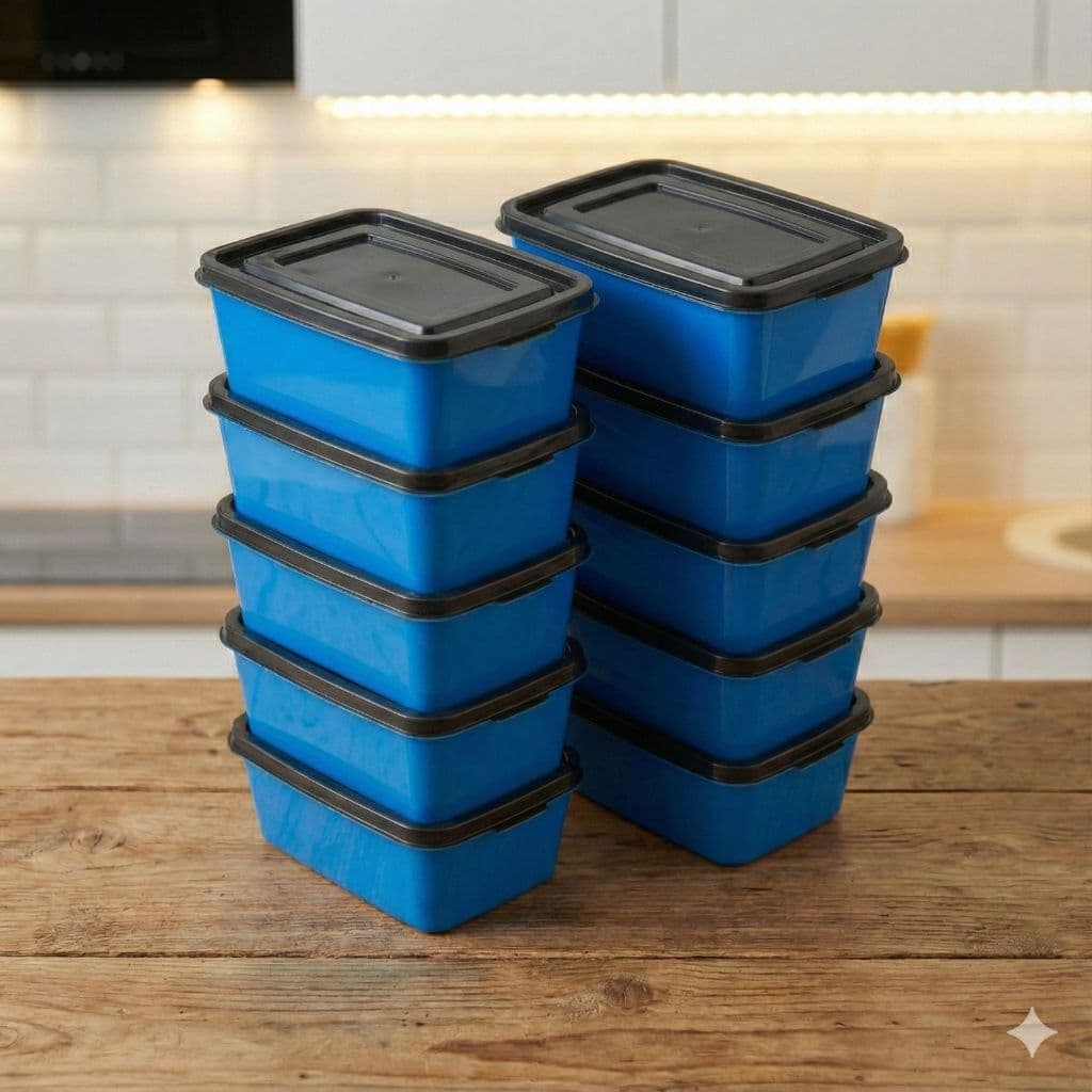Kit 10 Potes Herméticos 1 Litro Marmita Fitness - Plástico Resistente Freezer e Microondas - Direto da Fábrica Oliplast