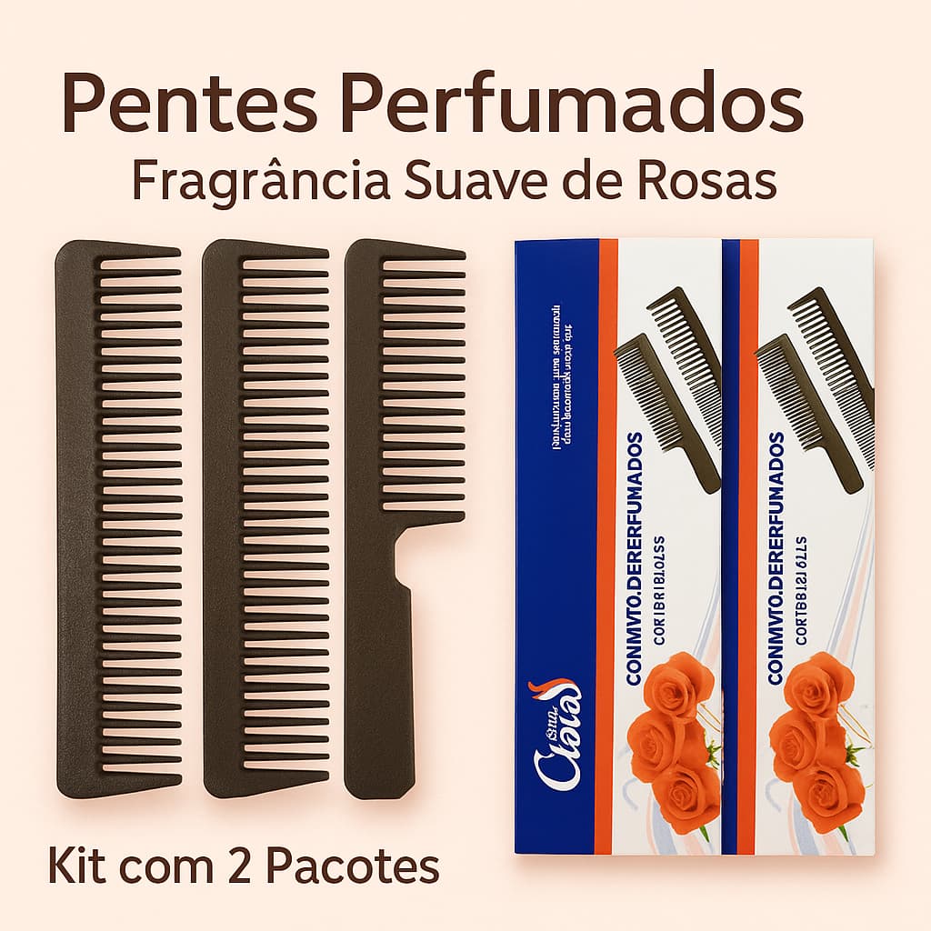 Conjunto de Pentes Perfumados Santa Clara com Fragrância de Rosas | Kit 4 Unidades