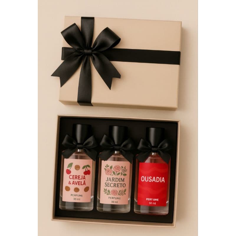 kit 3 Perfumes Jardim D Secreto Cereja e avelã, Jardim D Secreto ,Ousadia 30ml cada Mulher Cheirosa