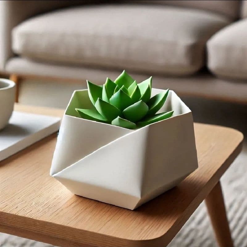 Vaso Decorativo Moderno Hexagonal Estilo Origami para Suculenta e Cactos, Geométrico para Decoração de Sala, Escritório