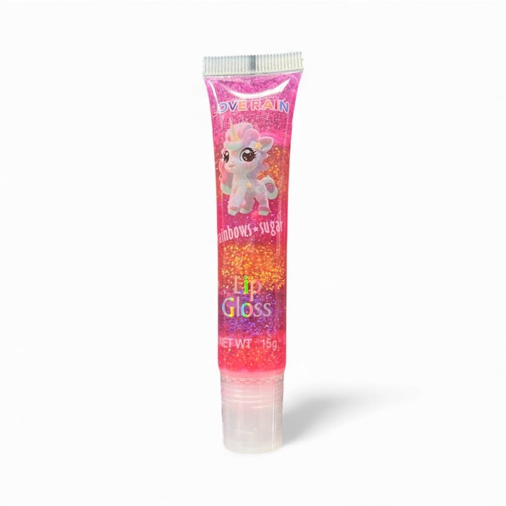 Lip Gloss Rainbows Sugar Love Rain – Brilho Colorido, Hidratação e Efeito Açucarado unicornio.