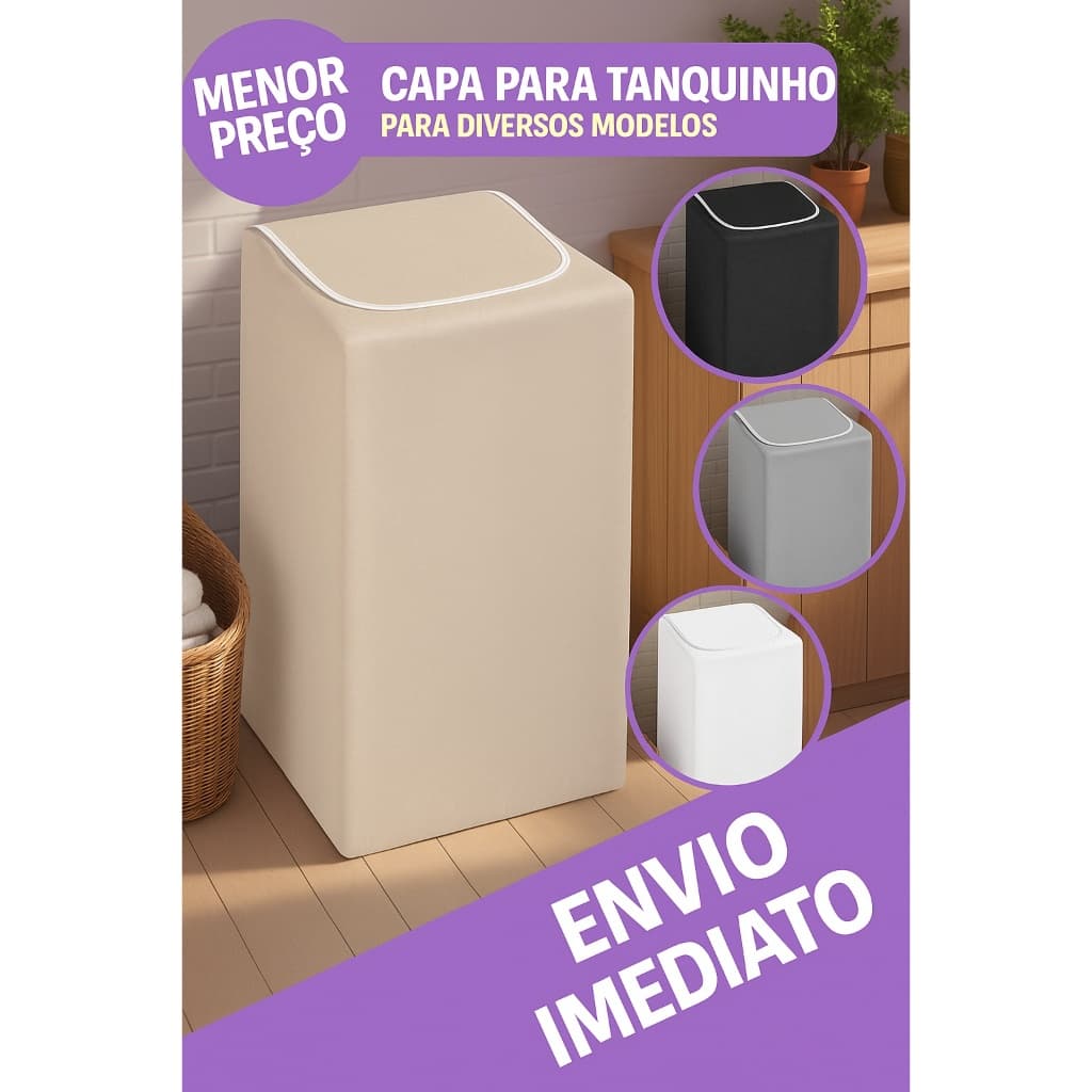 Capa para Tanquinho Em Couronil Floral Lavadora de Roupas Abertura Superior C/ Zíper 4kg 8,5kg 10kg Varias Cores