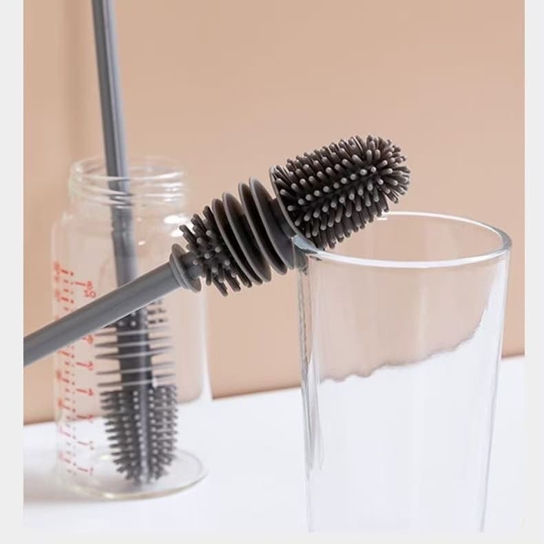 Escova Multiuso Silicone De Lavagem de Copos e Garrafas de Leite em Silicone com Cabo Longo