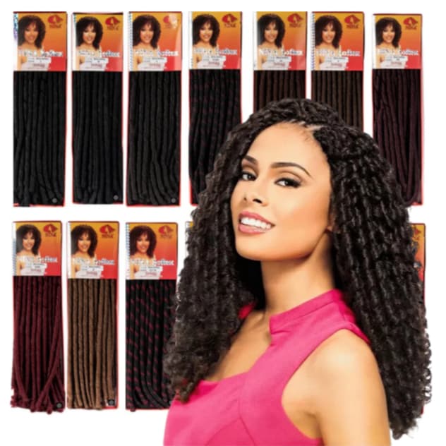 Kit 6 Pacotes Cabelo Sintético Tranças de Crochê Nina Softex 70 cm