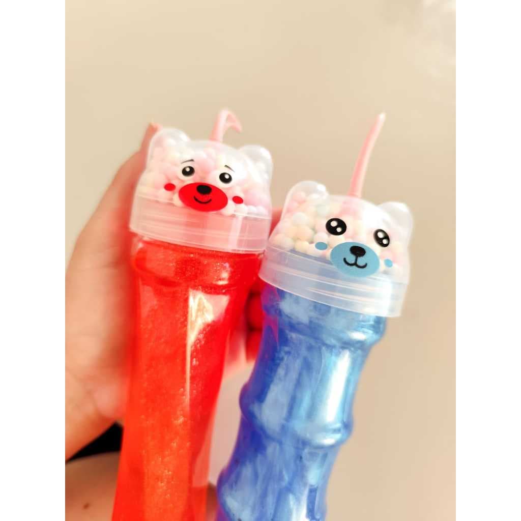 Slime glitter com bolinhas isopor - amoeba antiestresse infantil Slime no tubo taba Squishy sensorial macia colorida