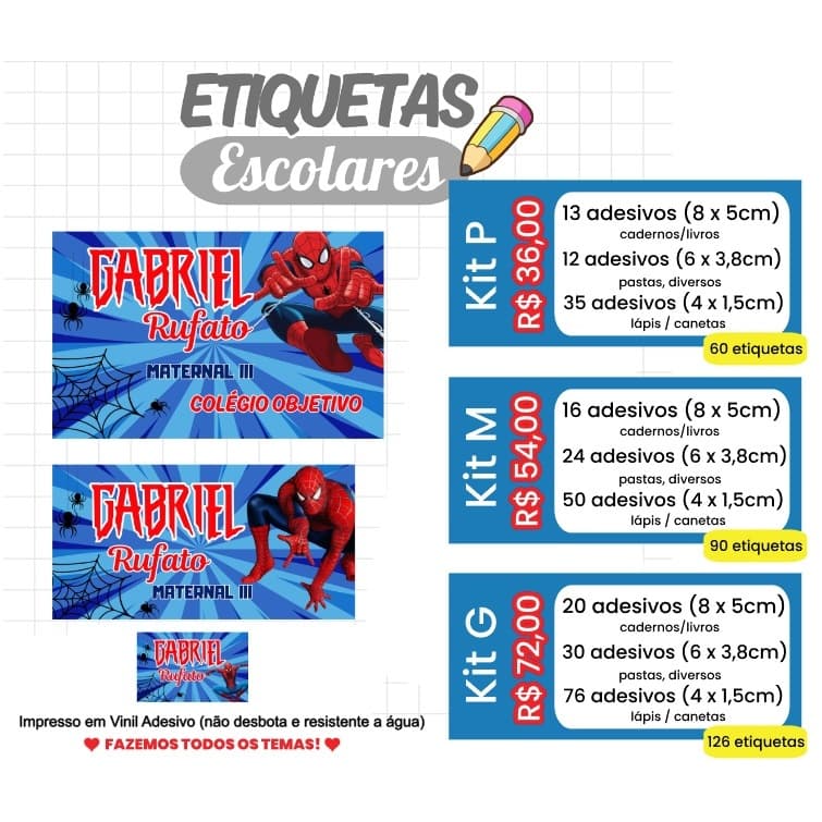 Combo etiquetas escolares 2026