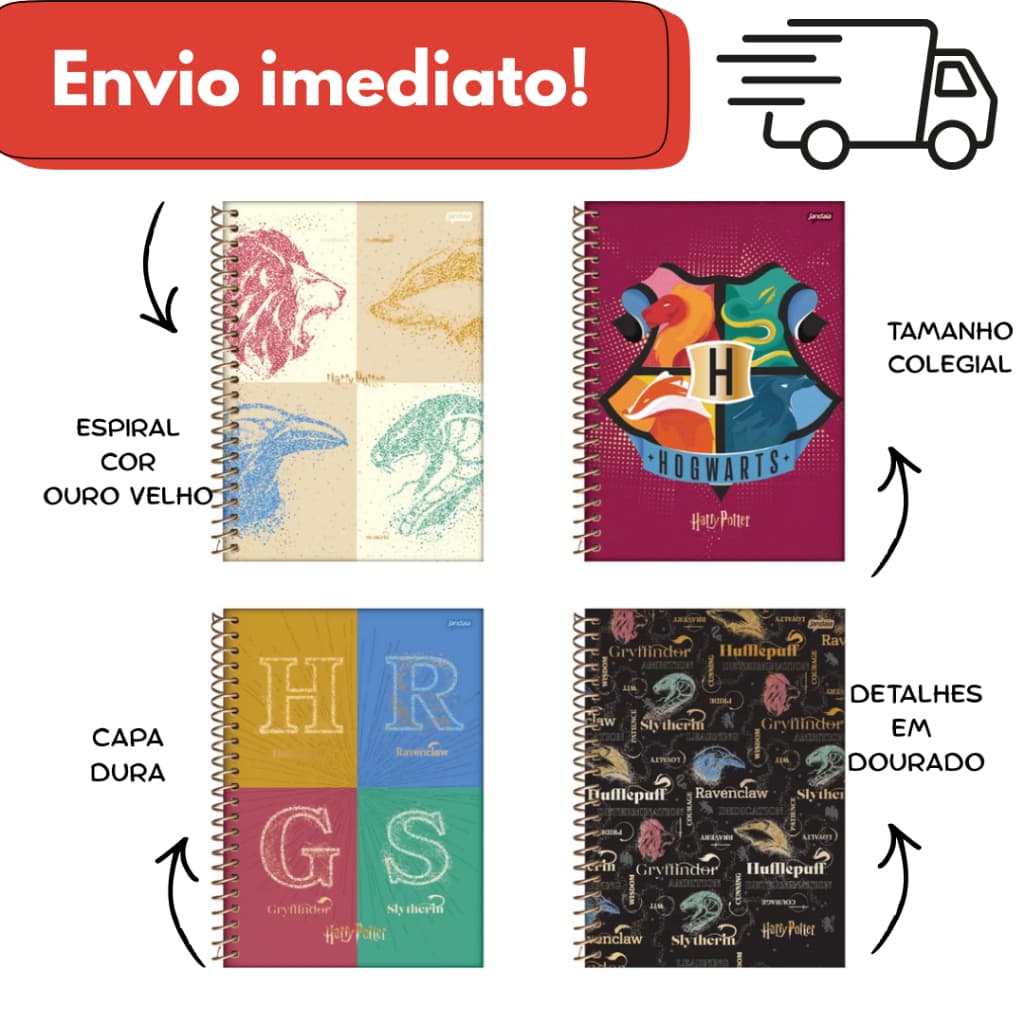 Caderno Colegial 10 Matérias 160 Folhas – Harry Potter – Jandaia