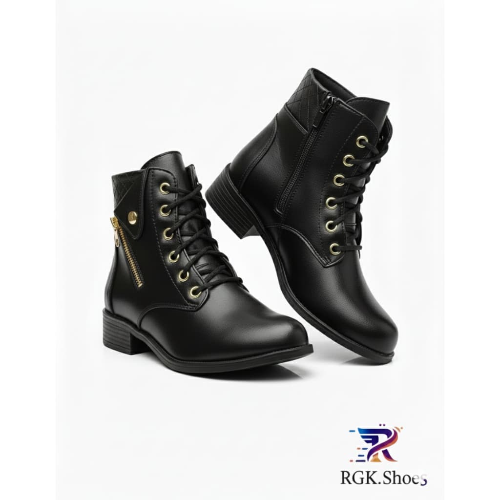 Botinha Feminina Cano Curto RGK Coturno Zíper Lateral Conforto Clássica Sola Macia Moda Inverno Estilosa Lançamento 2025