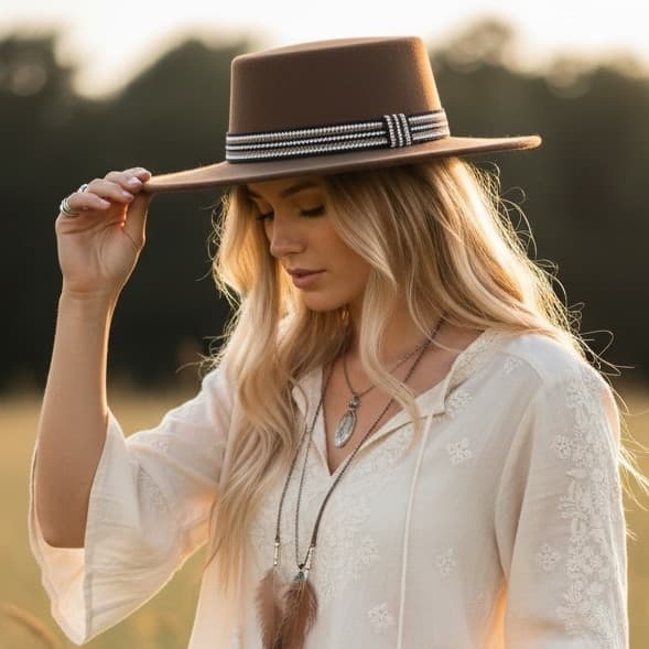 Chapéu Paris Lurex Exclusivo de feltro com aba média feminino