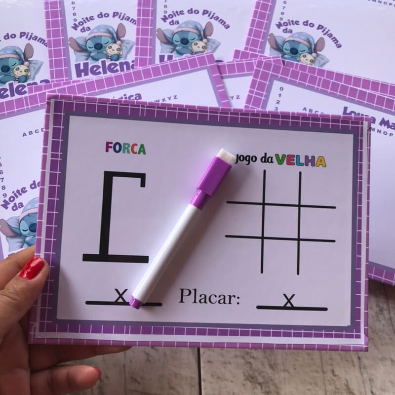 kit 10 Lousa Mágica Infantil Personalizada – Stitch Noite do Pijama 🌙✨