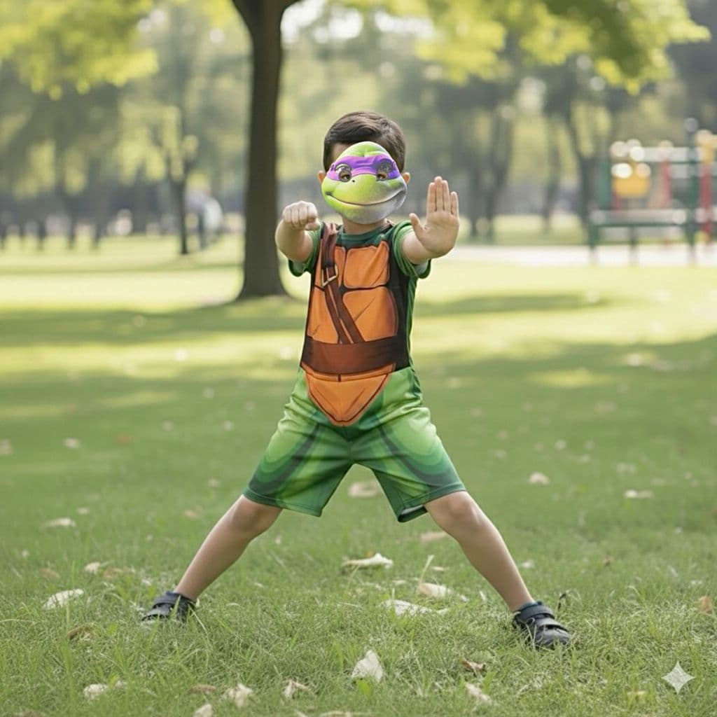 Fantasia Infantil Tartaruga Ninja Donatello Roxo Com Mascara Realista