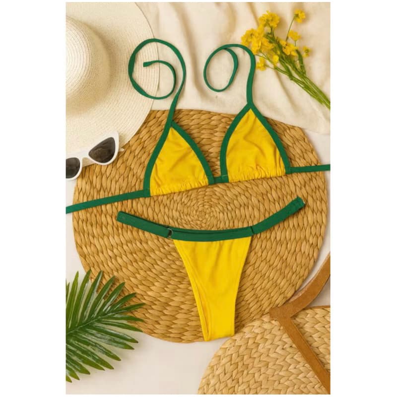 Biquíni Fita Marquinha Duas Cores Fio Dental Calcinha Regulavel Moda Praia Confortável Para Bronze