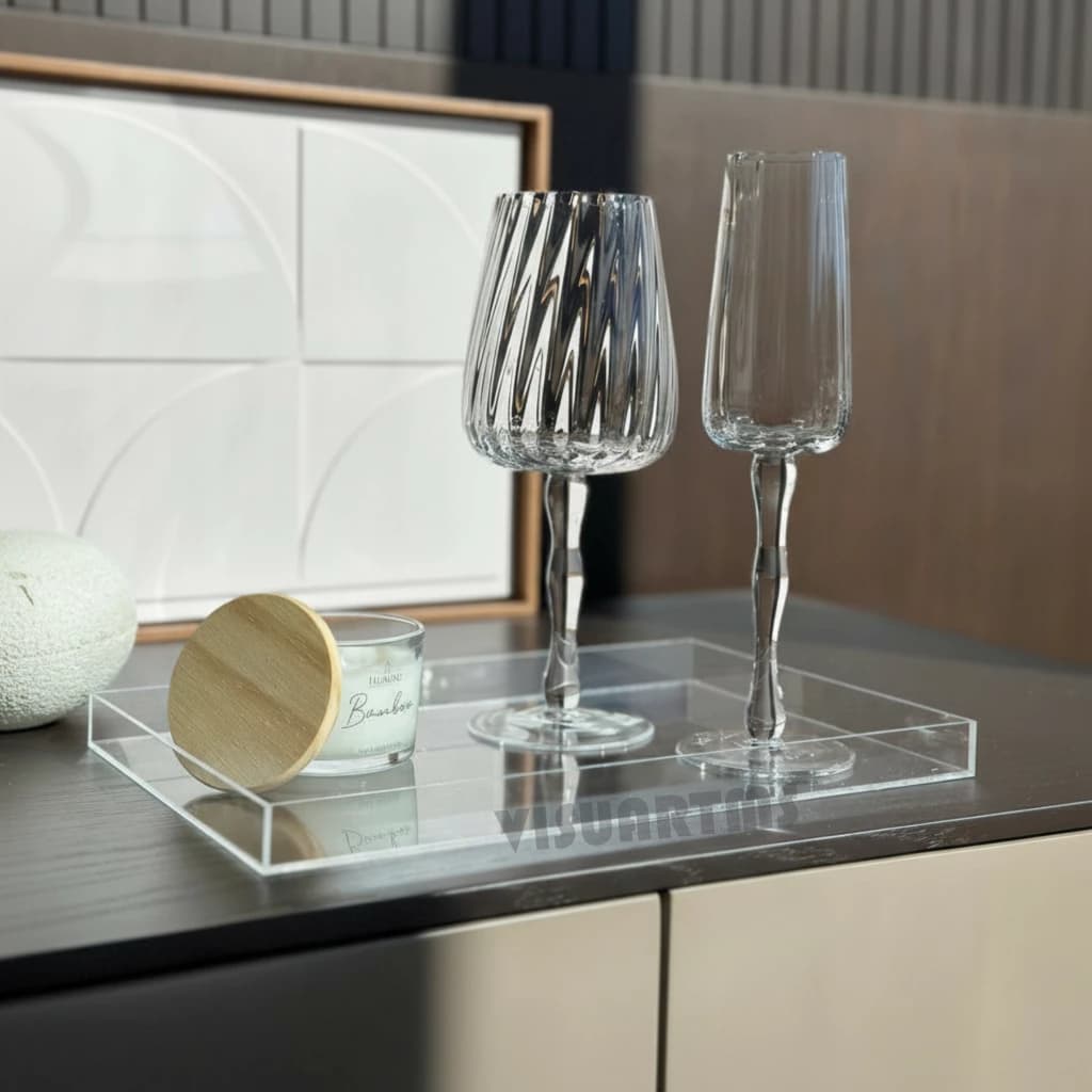 Bandeja De Acrílico Cristal  Elegância Organização E Versatilidade