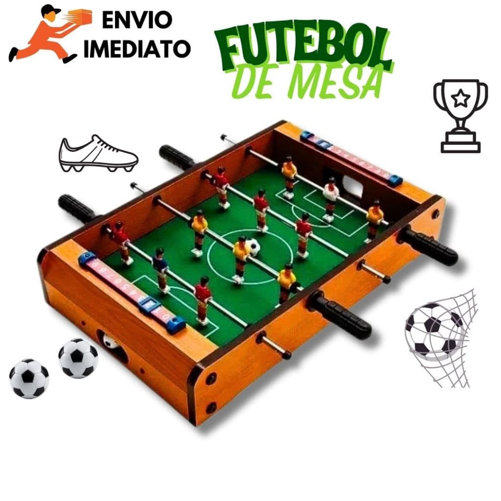 Mesa de Pebolim Infantil de Madeira Totó Tamanho Médio Brinquedo