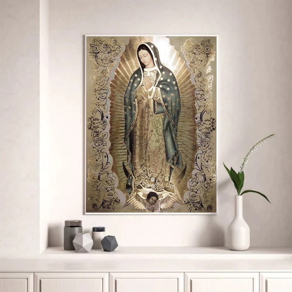 Quadro Decorativo 110x80cm Senhora de Guadalupe Religioso Sala Quarto Interiores