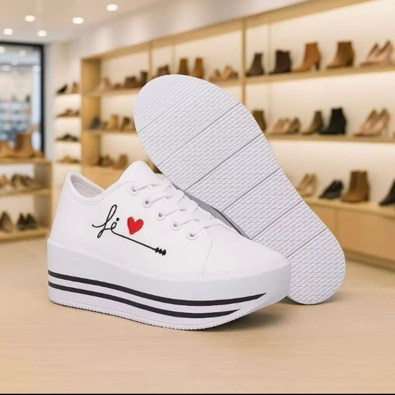 TENIS PLATAFORMA FÉ ADULTO PRETO BRANCO LEVE CONFORTÁVEL PASSEIO ESCOLA LOOK TENDÊNCIA 2026 2027 DIA A DIA MODA PROMOÇÃO