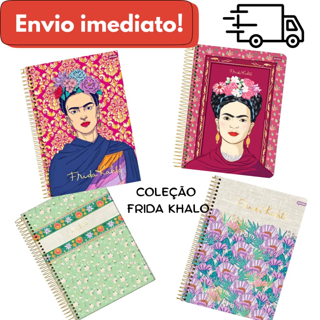 Caderno Colegial 1 OU 10 MatériaS Capa Dura – Coleção Frida Kahlo – Jandaia