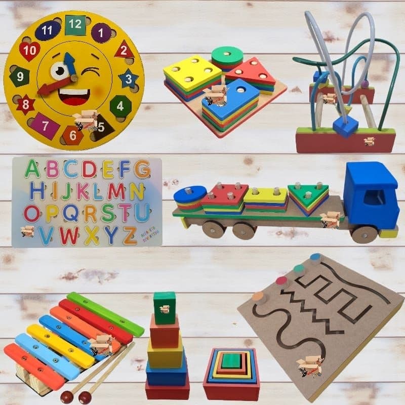 Brinquedo Pedagógico Educativo Montessori Em Madeira Escolha o Seu: