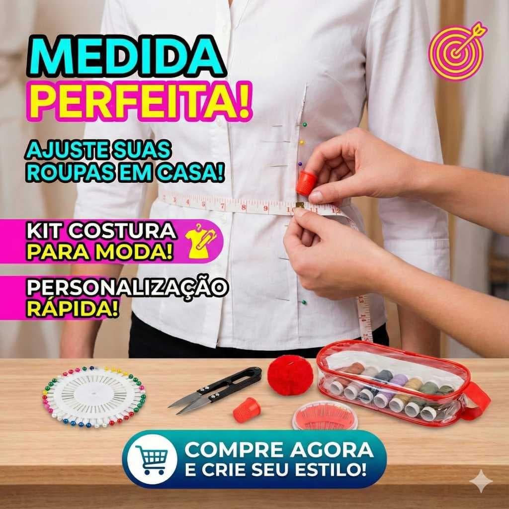 Kit de Costura 12 Peças – Compacto, Prático e Perfeito para Reparos Rápidos