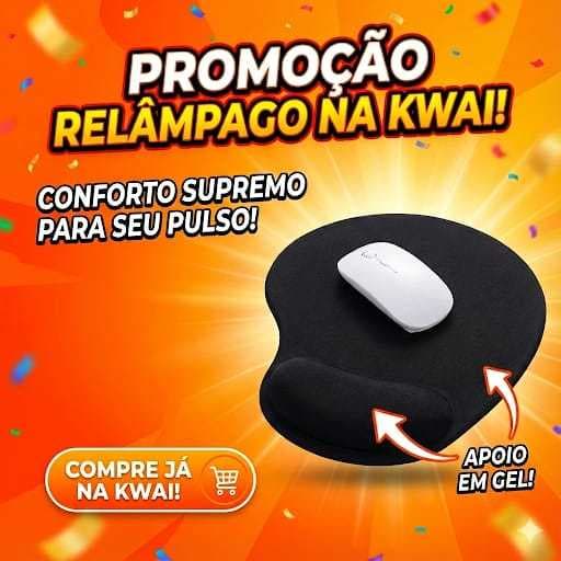 Mouse Pad Ergonômico com Apoio de Punho – Conforto e Antiderrapante (23,3 × 20 cm)