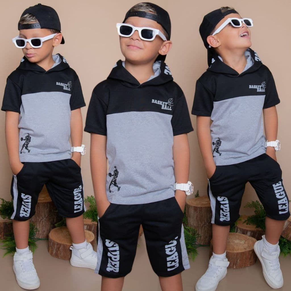 Conjuntos Infantil Menino Diversos Lançamento Juvenil Camisa e Bermuda Veste do 2 ao 14 anos