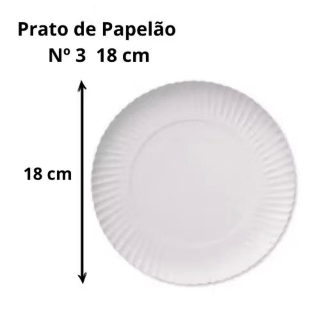 Prato de Papelão - Fundo Branco - Nº 3 – 18 cm | Descartável