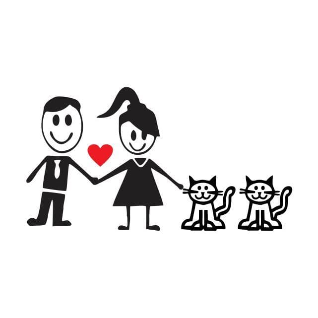 Adesivo Casal e 2 Gatos