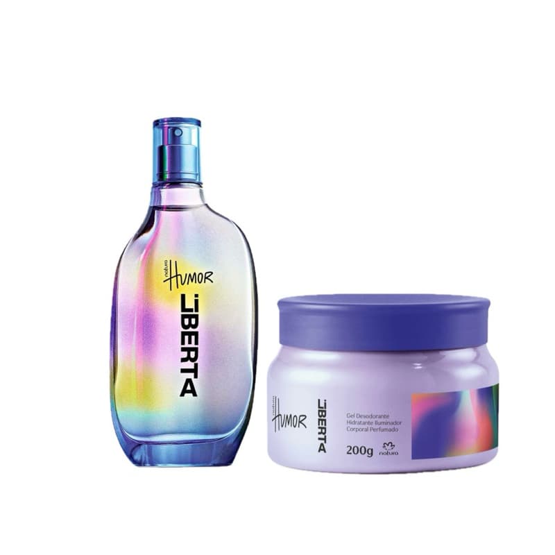 Kit Natura Humor Liberta perfume + gel hidratante iluminador corporal
