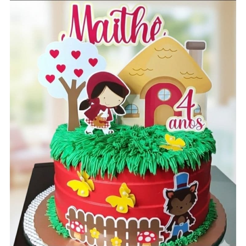 Topo de Bolo Chapeuzinho Vermelho Personalizado- Festa Chapeuzinho Vermelho- Decoração Chapeuzinho Vermelho