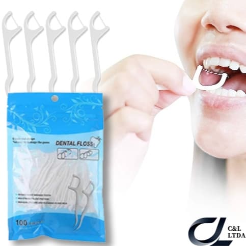 100 Peças / Fio Dental Forma de Laço Ultra Fino / Palitos De Dentes / Bastão Para Cuidado Oral
