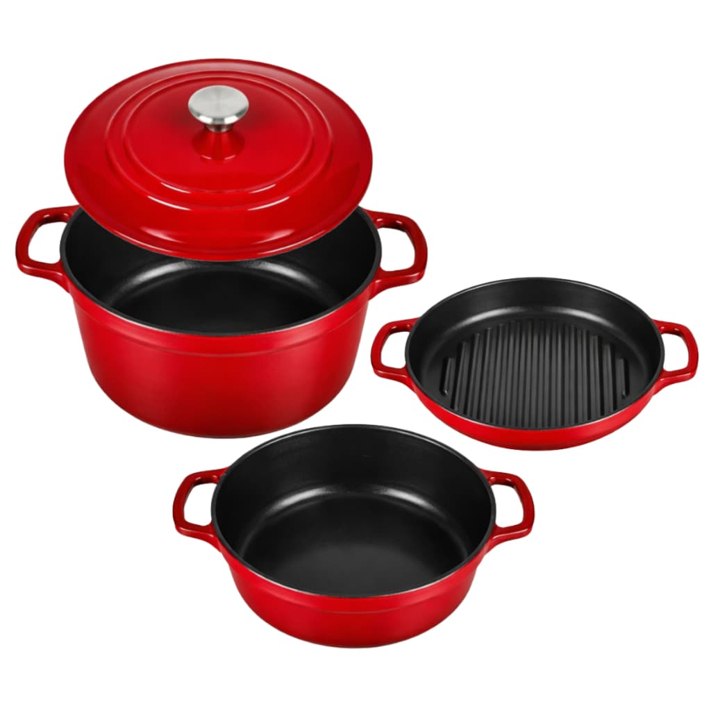 Conjunto de Panelas Ferro Fundido Alta Retenção de Calor Forno Fogão Indução
