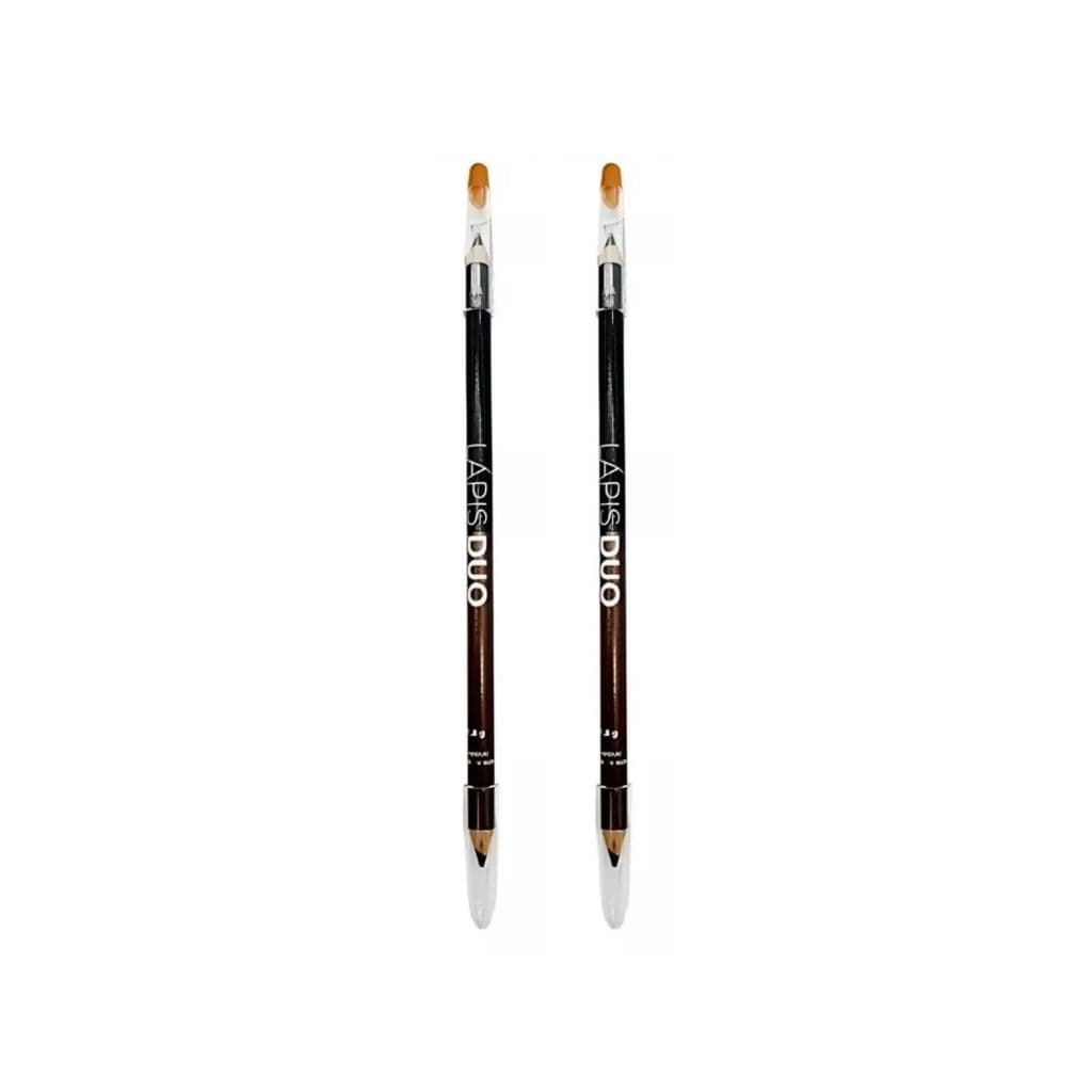 Lápis para Olhos Duo Preto e Marrom com Apontador Bella Femme 2 em 1 Macio Matte