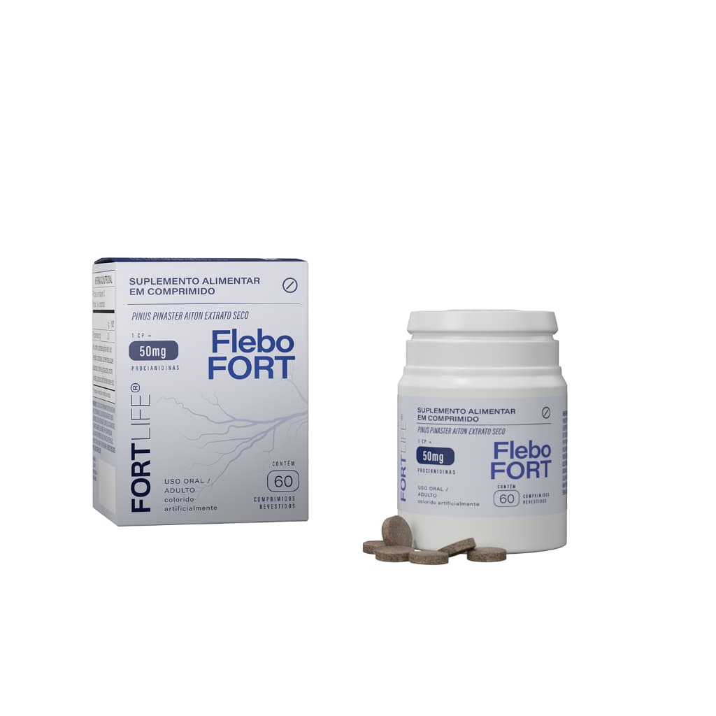 FleboFort (Pinus Pinaster Aiton - Circulação, Cansaço, Inchaço) 50mg 60 Comprimidos FORTLIFE
