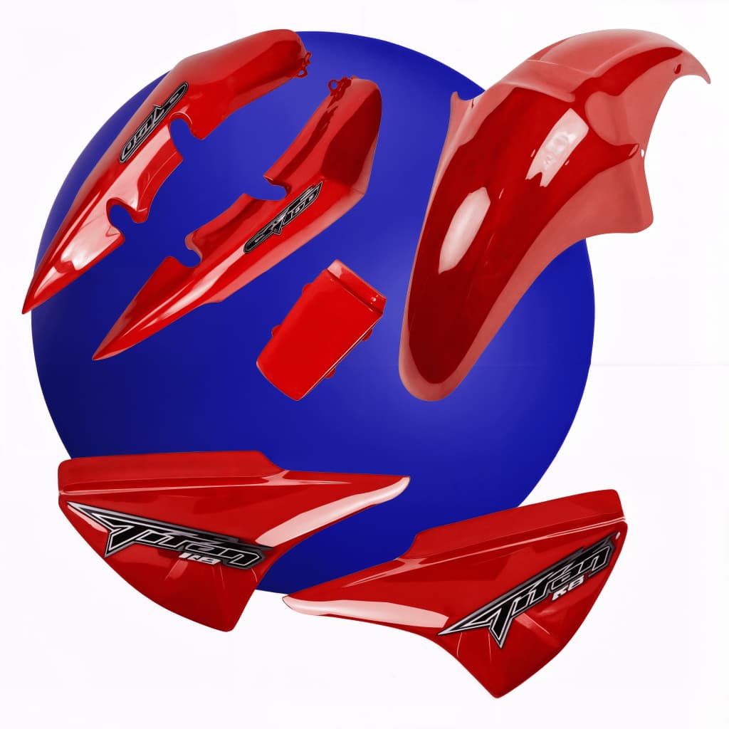 Kit Carenagem Titan 150 Vermelha 2004 2005 2006 2007 2008 + Adesivos Com Brilho Envernizado